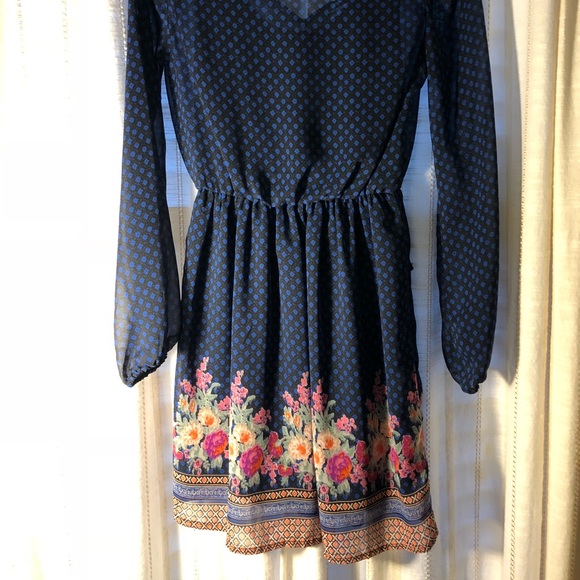 Mudd Navy Blue Mesh Dress with Slip - Picture 3 of 4